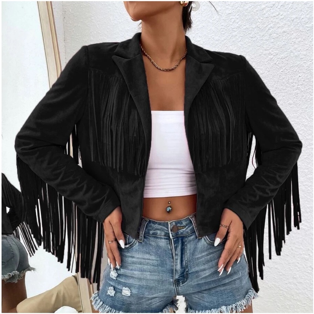 Western Open Front Fringe Boho Jacket - Picture 3 of 8